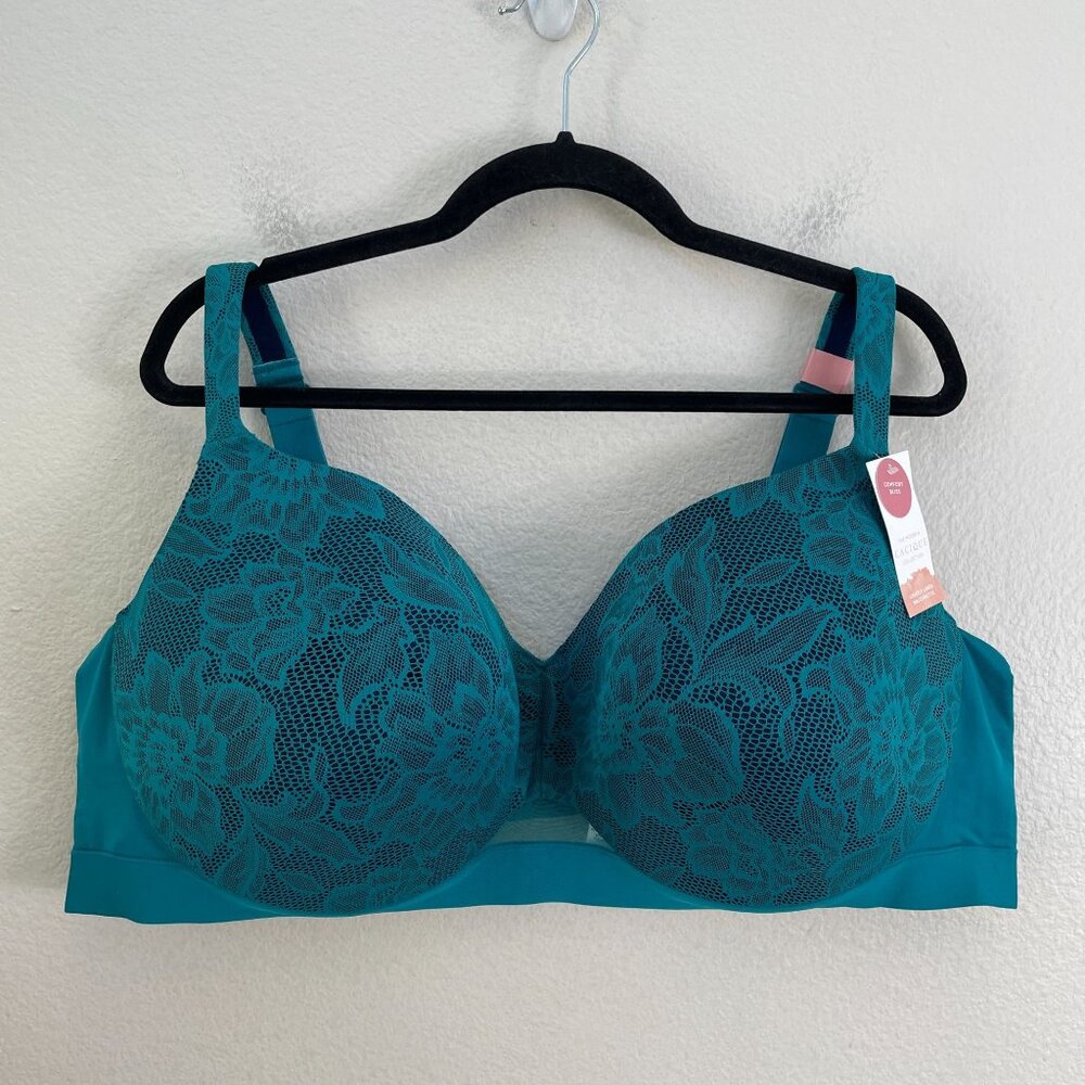 NEW Cacique Womens‎ 50DDD Comfort Bliss Lightly Lined Balconette Bra Floral Lace
